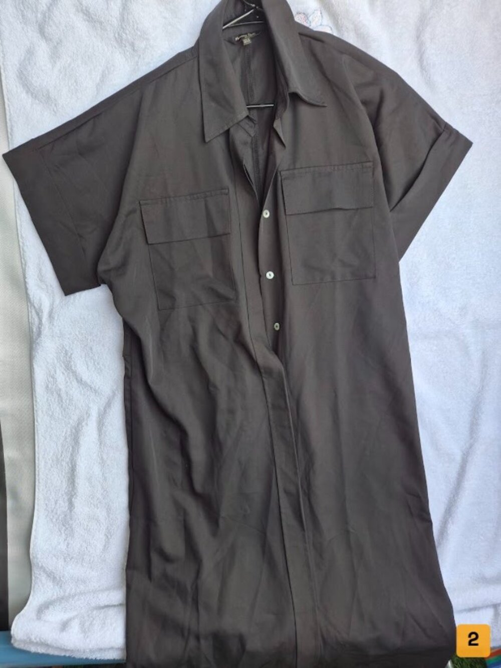 Massimo Dutti short sleeve button-up shirt Size L gray